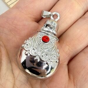 Ornate Perfume Bottle Pendant Red Rhinestone Snuff Vial